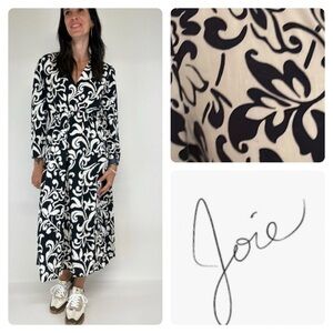Joie Linen Floral Long Sleeve Tiered Maxi Dress